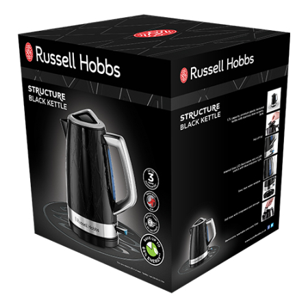 Fierbator Russell Hobbs Structure, 1.7L, 2400W, design geometric, filtru calcar, indicator nivel apa, negru [1]