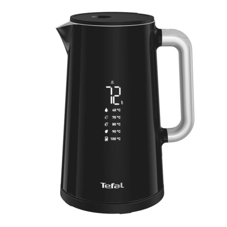 Bucatarie - Fierbator Tefal Smart'n Light KO851830, 1800W, ecran digital, capacitate 1.7L, 5 trepte temperatura, baza rotativa, interior inox, negru