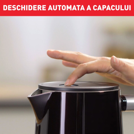 Fierbator Tefal Smart'n Light KO851830, 1800W, ecran digital, capacitate 1.7L, 5 trepte temperatura, baza rotativa, interior inox, negru [10]