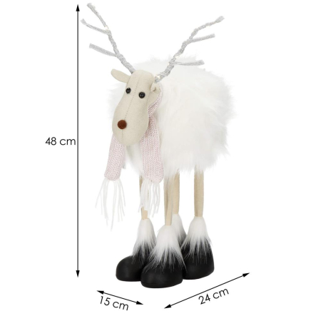 Figurina Craciun, Ren alb cu fular, inaltime 48cm [12]