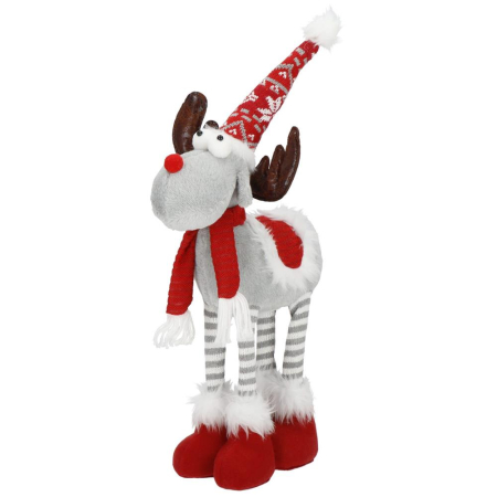 Figurina Craciun, Ren, picioare telescopice, iluminare LED, 61cm [11]