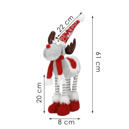Figurina Craciun, Ren, picioare telescopice, iluminare LED, 61cm [19]