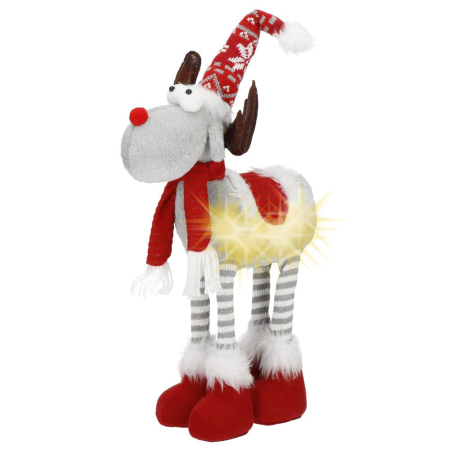 Figurine Craciun - Figurina Craciun, Ren, picioare telescopice, iluminare LED, 61cm