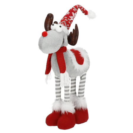 Figurina Craciun, Ren, picioare telescopice, iluminare LED, 61cm [13]
