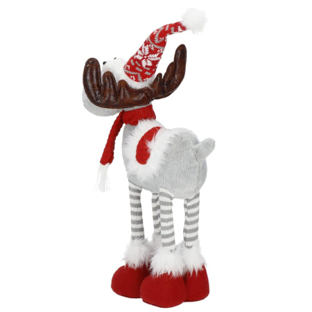 Figurina Craciun, Ren, picioare telescopice, iluminare LED, 61cm [6]