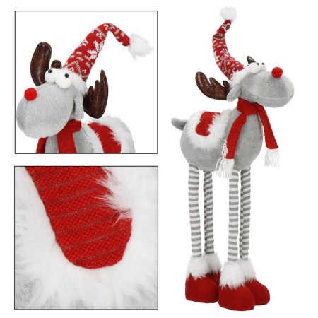 Figurina Craciun, Ren, picioare telescopice, iluminare LED, inaltime reglabila 64-85cm [8]