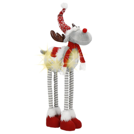 Figurina Craciun, Ren, picioare telescopice, iluminare LED, inaltime reglabila 64-85cm [11]