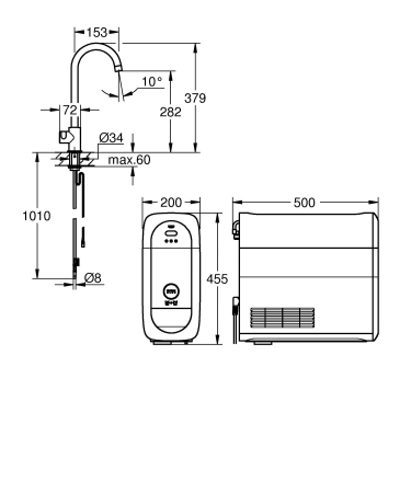 Filtru bucatarie Grohe 31498DL1, Blue Home, medie, tip C, filtrare, CO2, racire, mat, cupru [2]