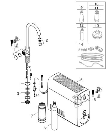 Filtru de bucatarie Grohe 31498AL1, Blue Home Mono, medie, Tip C, filtrare, racire, apa carbogazoasa, mat, grafit [2]