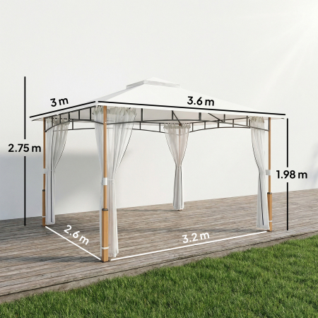  Foisor 3 x 3.6 m, Acoperis Dublu UPF50+ cu Plasa, Crem [2]