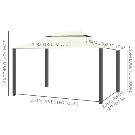 Foisor  cu Acoperis dublu, Plasa de tantari, Perdele laterale, culoare crema alba 3x4m [2]