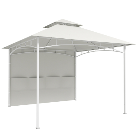 Gradina & balcon -  Foisor de Gradina 3x3 m cu Corturi, Buzunare pentru Depozitare si Carlig la Tavan, Foisor din Metal cu Acoperis Dublu, Orificii de Drenaj, UV30+, Crem