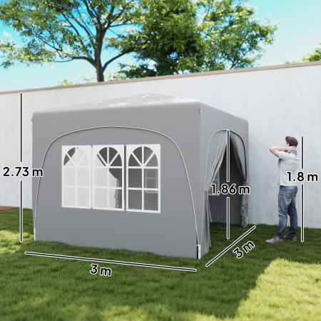  Foisor de Gradina 3x3 m Pliabil cu inaltime Reglabila, Protectie UPF50+ si Geanta, Gri Deschis [2]
