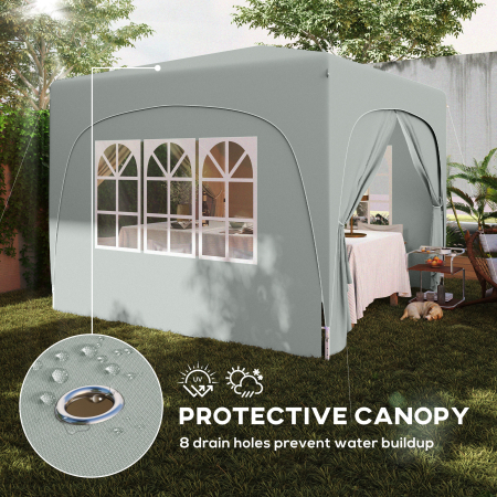  Foisor de Gradina 3x3 m Pliabil cu inaltime Reglabila, Protectie UPF50+ si Geanta, Gri Deschis [5]