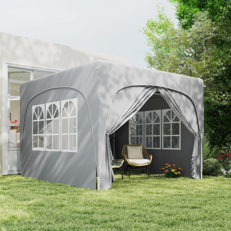  Foisor de Gradina 3x3 m Pliabil cu inaltime Reglabila, Protectie UPF50+ si Geanta, Gri Deschis [7]
