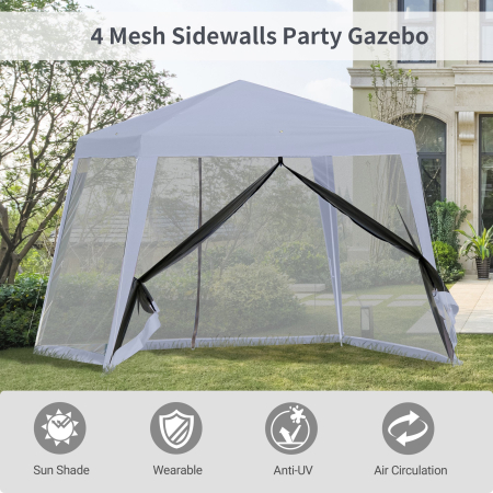  Foisor de Gradina 3x3m cu Plasa de Tantari din Poliester si Metal [3]