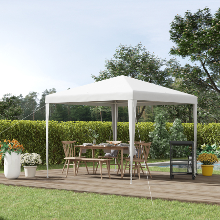  Foisor de Gradina cu Cadru din Otel pentru Exterior si Interior, 2.7x2.7m Alb [1]