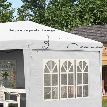 Foisor de gradina  cu ferestre, inaltime reglabila cu pereti detasabili, 585x295x270cm alb [5]