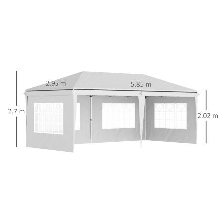 Foisor de gradina  cu ferestre, inaltime reglabila cu pereti detasabili, 585x295x270cm alb [2]