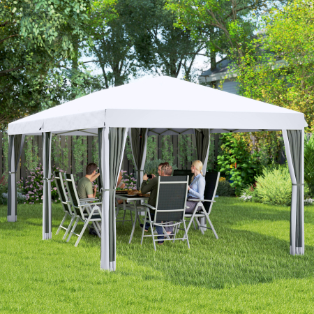  Foisor de gradina cu plasa de tantari, alb, 3x6m [8]