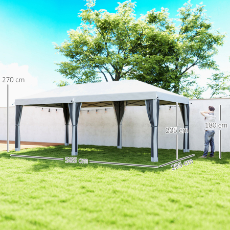 Foisor de gradina cu plasa de tantari, alb, 3x6m [2]