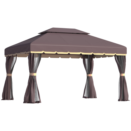 Gradina & balcon -  Foisor de Gradina pliabil cu Plasa de tantari si Acoperis dublu, 3x4m Cafeniu