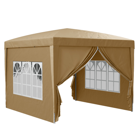 Gradina & balcon - Foisor de gradina pliabil  din otel si tesatura Oxford cu funii si cuie incluse, 2,95x2,95x2,58 m, alb