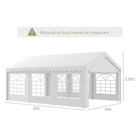  Foisor pentru Exterior, Marchiza pentru Petreceri, Nunta si Cadru din Otel, 6 x 4 m [2]