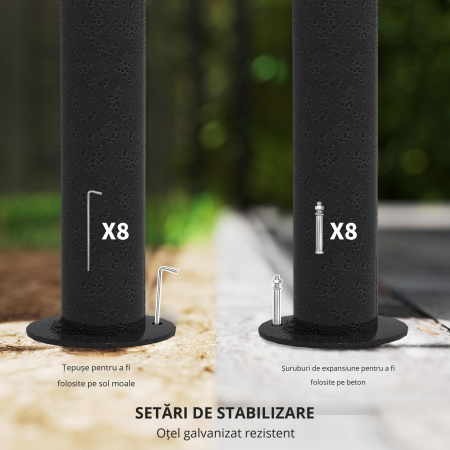  Foisor pentru gradina 3m x 3 m, Adapost copertina foisor exterior cu acoperis dublu cu plasa & draperii, Cadru din otel galvanizat pentru gradina, gazon, curtea din spate si punte [4]