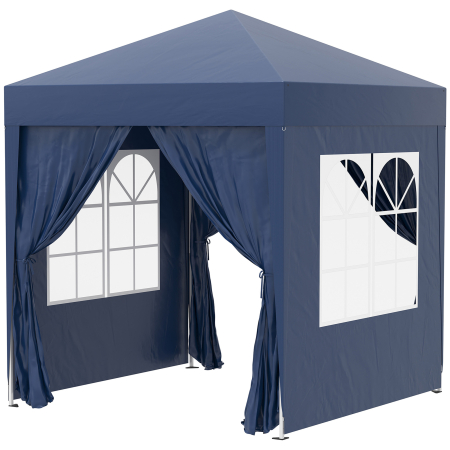 Pavilioane -  Foisor Pliabil 2x2 m con 4 Pereti Detasabili, Foisor de Gradina cu Sac pentru Transport din Poliester si Otel, Albastru