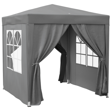 Prelate, pavilioane, umbrele terasa -  Foisor Pliabil 2x2 m Pop-Up cu 2 Usi, 2 Ferestre, 4 Pereti Detasabili, Foisor de Exterior cu Geanta de Transport din Otel si tesatura Oxford, pentru Gradina, Petreceri, Camping, Gri