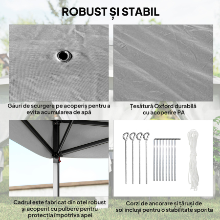  Foisor Pliabil cu Plasa de tantari, Baldachin Dublu, inaltime Reglabila si Geanta, 330x330x288 cm, Bej [6]