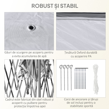  Foisor Pliabil cu Plasa de tantari, Baldachin Dublu, inaltime Reglabila si Geanta, 330x330x288 cm, Bej [6]