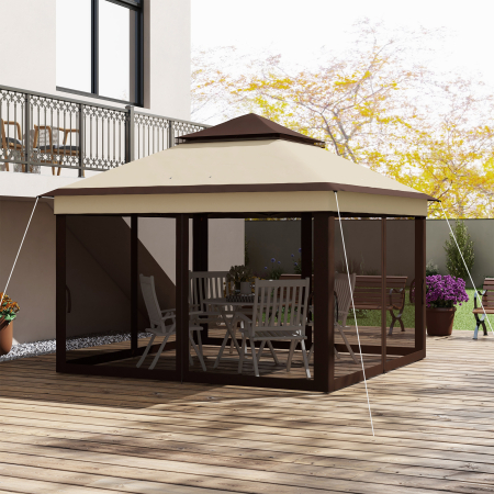  Foisor Pop Up 3 x 3m Cu Plasa, Bej [7]