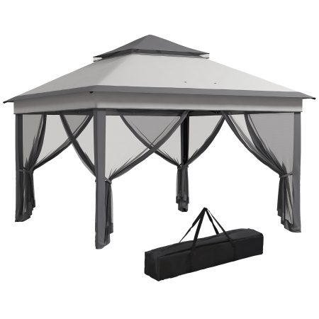 Prelate, pavilioane, umbrele terasa -  Foisor Pop Up Reglabil in inaltime cu Plasa si Geanta de Transport, 326x326x272 cm, Bej