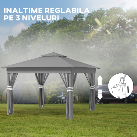  Foisor tip pop-up 3 x 3(m) cu 20 lumini LED, Gri [6]