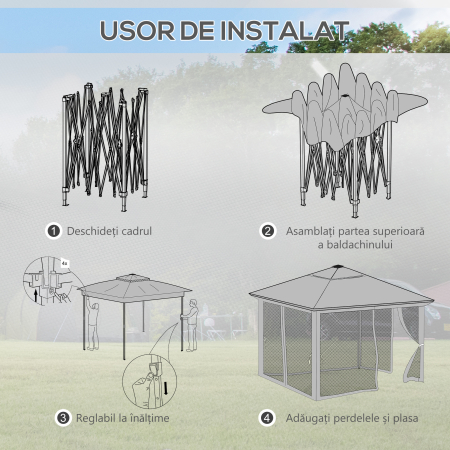  Foisor tip pop-up 3 x 3(m) cu 20 lumini LED, Gri [5]