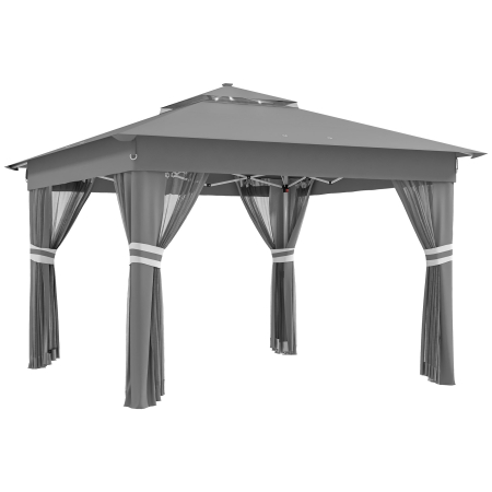 Gradina & balcon -  Foisor tip pop-up 3 x 3(m) cu 20 lumini LED, Gri
