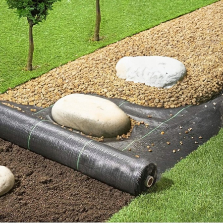Agrotextil antiburuieni polipropilena 90g/m2 cu protectie UV, mentine umiditatea solului, 100x1.6 m, negru [6]