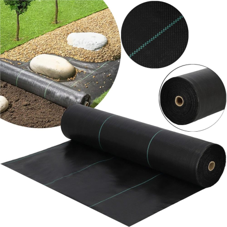 Agrotextil antiburuieni polipropilena 70g/m2 cu protectie UV, mentine umiditatea solului, 100x1.1 m, negru [15]