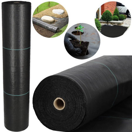 Agrotextil antiburuieni polipropilena 70g/m2 cu protectie UV, mentine umiditatea solului, 100x1.1 m, negru [1]
