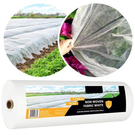 Agrotextil alb polipropilena 70g/m2 protectie UV, ventilatie plante, rezistent intemperii, 50x1.1 m [3]