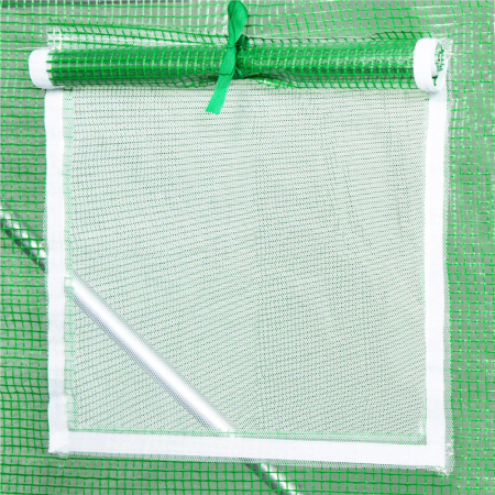 Folie inlocuire pentru sera 300x200x200 cm, PE 140g/mp cu plasa PP, UV4, 6 ferestre si usa cu fermoar, verde [7]