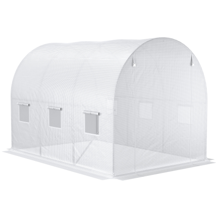  Folie pentru Sera cu 12 Ferestre, Usa Rulabila si Margini ingropate, 3x2x2 m, Alb [6]