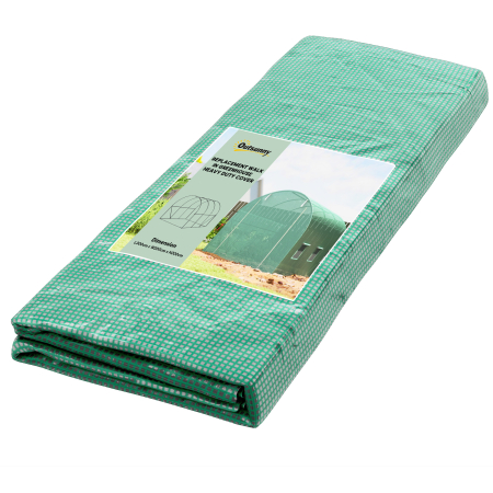Prelate, pavilioane, umbrele terasa -  Folie pentru sera din PE cu 6 ferestre, usa rulabila si margini pentru ingropare, 3x2x2 m, verde