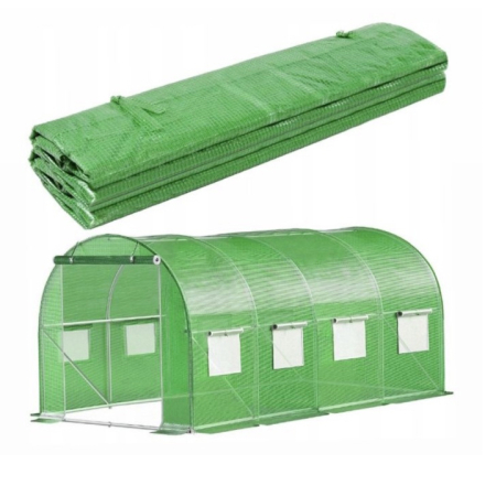 Gradina & balcon - Folie pentru sera gradina 400x250x200 cm, 140 g/m², armata cu plasa, UV4, 9 ferestre, verde