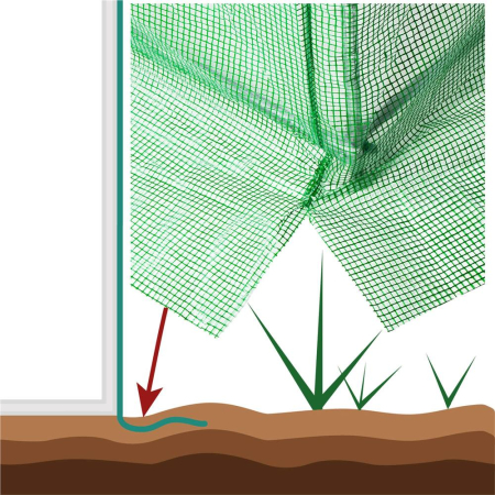 Folie pentru sera gradina 450x200x200 cm, 140 g/m², armata cu plasa, UV4, 9 ferestre, verde [14]