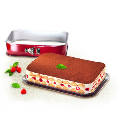 Forma de copt DeliBake J1640574, antiaderenta, margine detasabila, 36 x 24 cm, otel carbon, rosu [3]
