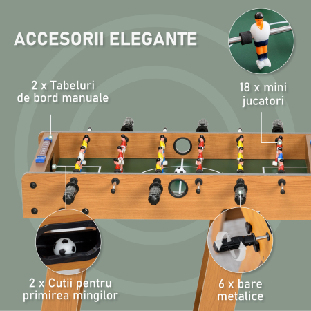  Fotbal- Biliard pliabil compact din lemn cu 18 jucatori, 69x37x70cm [3]