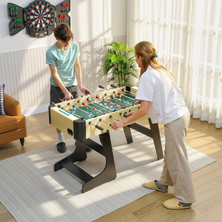  Fotbal de Masa Pliabil cu Manere Antiderapante, 2 Mingii si Tabele de Scor, Verde si Lemn Natural [1]